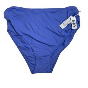 Anne Cole Convertible High Waist Shirred Swim Bottom Periwinkle Blue 20W New